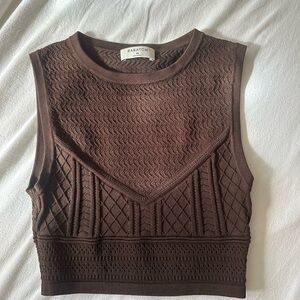 Babaton Brown Textured Crop Top